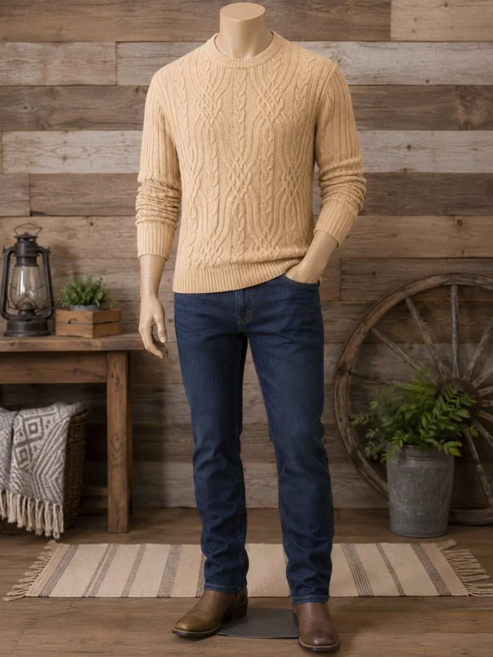 NWT Club Room Men's Cable Knit Crewneck Sweater Size L